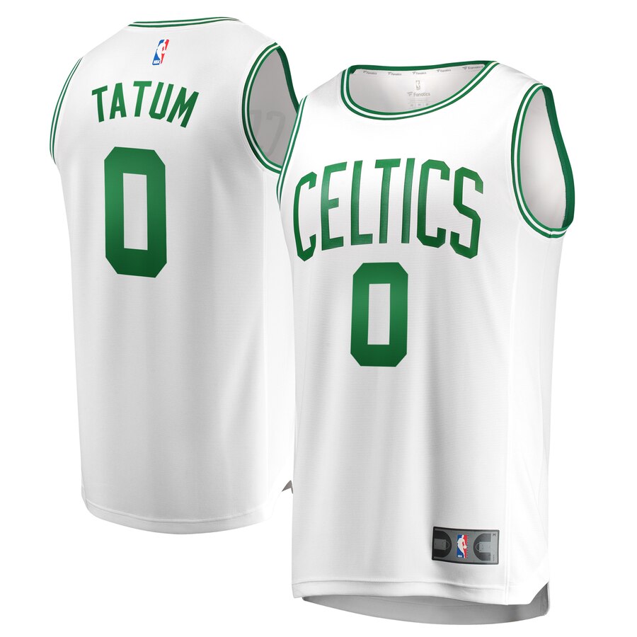 Men's Boston Celtics Jayson Tatum #0 Fast Break Fanatics Branded White Replica Away Association Edition Jersey 2401DTCJ